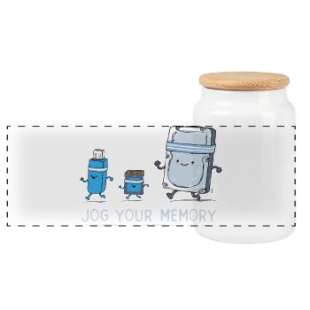Software Engineer IT Support J-og Your Memory Gym  - Panoramic Cookie Jar with Wooden Lid - white - Front