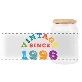 1996 Vintage - Panorama Keksdose mit Holzdeckel - Weiß - Vorne