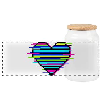 Glitch Herz Geschenk für Gamer & Nerds Retro Love - Panorama Keksdose mit Holzdeckel - Weiß - Vorne
