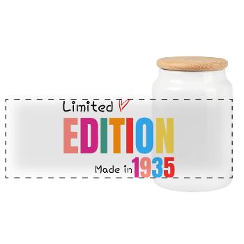 Limitierte Auflage Hergestellt 1935 - Panorama Keksdose mit Holzdeckel - Weiß - Vorne