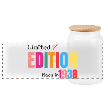 Limitierte Auflage Hergestellt 1938 - Panorama Keksdose mit Holzdeckel - Weiß - Vorne