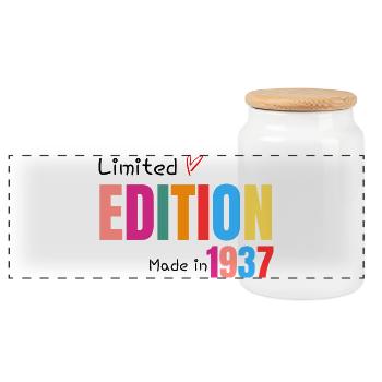 Limited edition Made in 1937 - Boîte à biscuits avec couvercle en bois - blanc - Devant