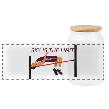 Saut en hauteur - Le ciel est la limite - Boîte à biscuits avec couvercle en bois - blanc - Devant