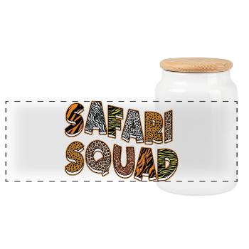 Safari Squad Animaux Fête au Zoo Jungle Anniversaire - Boîte à biscuits avec couvercle en bois - blanc - Devant