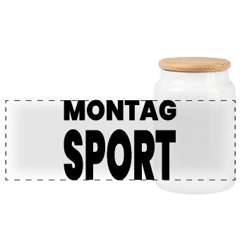 Sport - Panorama Keksdose mit Holzdeckel - Weiß - Vorne