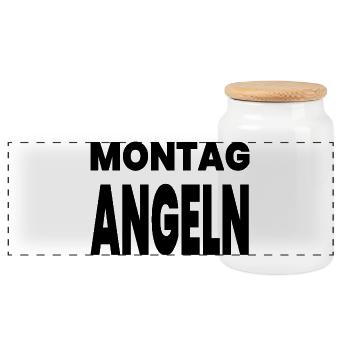 Angeln - Panorama Keksdose mit Holzdeckel - Weiß - Vorne