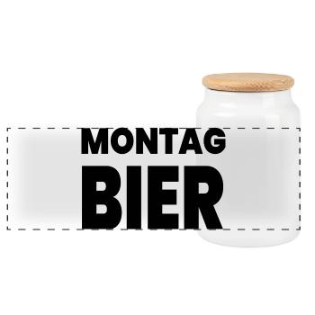 Bier - Panorama Keksdose mit Holzdeckel - Weiß - Vorne