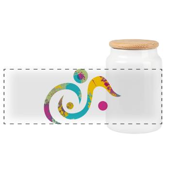 Yoga design_19 - Panoramic Cookie Jar with Wooden Lid - white - Front
