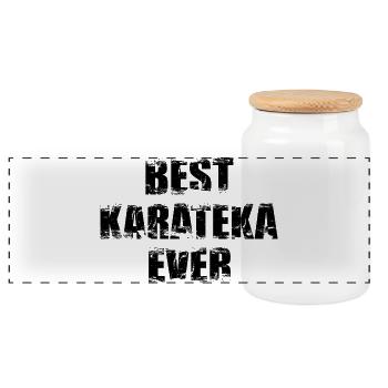 Karateka - Panorama Keksdose mit Holzdeckel - Weiß - Vorne
