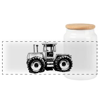 Rural Power Machine - Panoramic Cookie Jar with Wooden Lid - white - Front