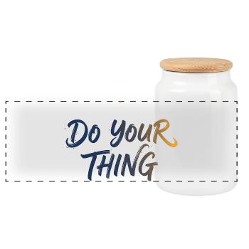 Do Your Thing Schriftzug Brush Lettering - Panorama Keksdose mit Holzdeckel - Weiß - Vorne
