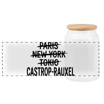 Castrop-Rauxel, Ruhrpott, Chemise de la Ville de la région de la Ruhr - Boîte à biscuits avec couvercle en bois - blanc - Devant