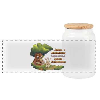 Siggi und der Zauberwald - Geschichte - Panorama Keksdose mit Holzdeckel - Weiß - Vorne