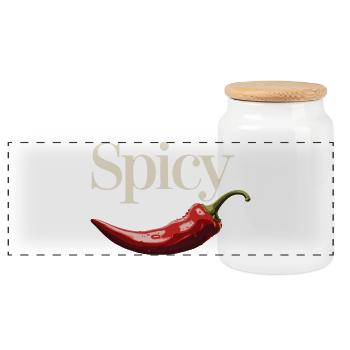 Spicy Chili Lover Design - Panoramic Cookie Jar with Wooden Lid - white - Front