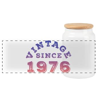 Millésime 1976 - Boîte à biscuits avec couvercle en bois - blanc - Devant