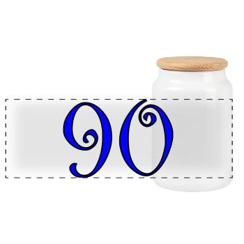 90. 90 ANS. 90e ANNIVERSAIRE. ANNIVERSAIRE 90 ANS. - Boîte à biscuits avec couvercle en bois - blanc - Devant