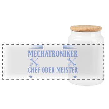 Mechatroniker Chef Meister Autoschrauber Geschenk - Panorama Keksdose mit Holzdeckel - Weiß - Vorne