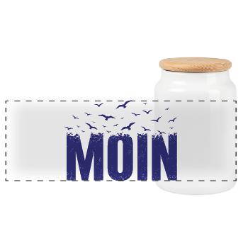 MOIN North Sea Seagulls Coast Shirt - Panoramic Cookie Jar with Wooden Lid - white - Front
