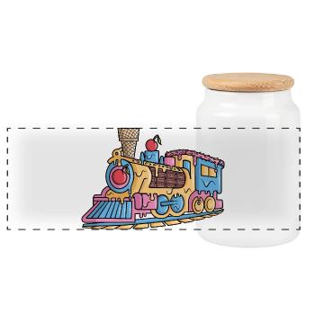 Dampflok Eiscreme Modelleisenbahn Eisenbahn - Panoramic Cookie Jar with Wooden Lid - white - Front