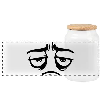 Mürrisches Trauriges Enttäuschtes Gesicht Lustig - Boîte à biscuits avec couvercle en bois - blanc - Devant