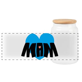 Cœur de maman - Boîte à biscuits avec couvercle en bois - blanc - Devant