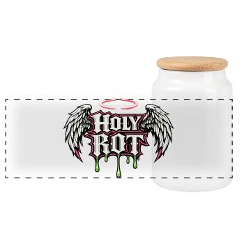 Holy Riot Angel Wings Streetwear Rückenprint - Panorama Keksdose mit Holzdeckel - Weiß - Vorne