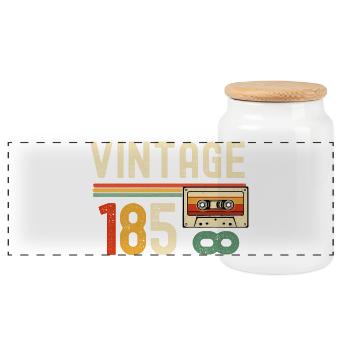 Vintage 85 Kassette Retro - Panorama Keksdose mit Holzdeckel - Weiß - Vorne