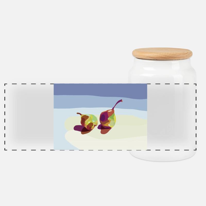 Abstrakte Birnen am Strand - Panorama Keksdose mit Holzdeckel - Weiß