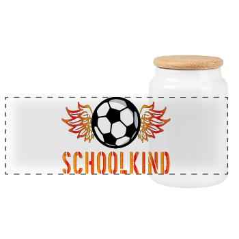 Fußballschule - Panorama Keksdose mit Holzdeckel - Weiß - Vorne