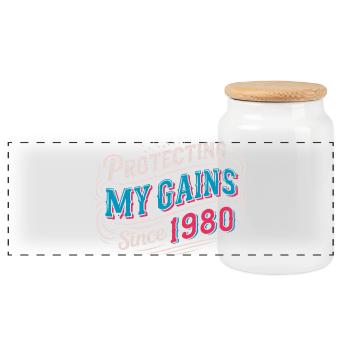 Vintage Muscle Mommy Shirt 1980 Gift - Panoramic Cookie Jar with Wooden Lid - white - Front