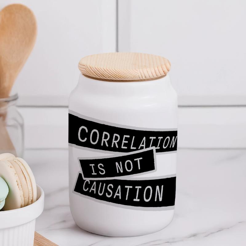 Correlation Is Not Causation Nerd Science Panoramic Cookie Jar with Wooden Lid