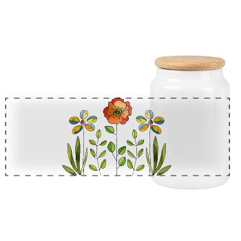 Fleur - Boîte à biscuits avec couvercle en bois - blanc - Devant