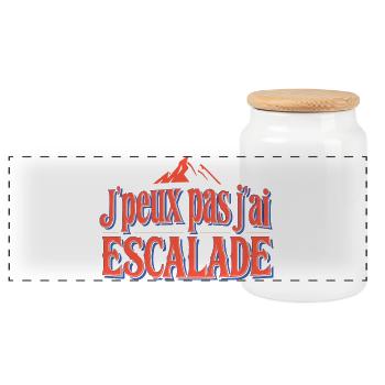 J'peux pas j'ai Escalade - Boîte à biscuits avec couvercle en bois - blanc - Devant