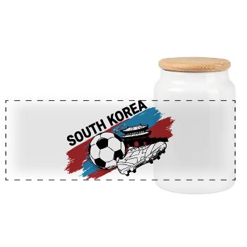 South Korea Football Jersey South Korea Soccer - Panoramic Cookie Jar with Wooden Lid - white - Front