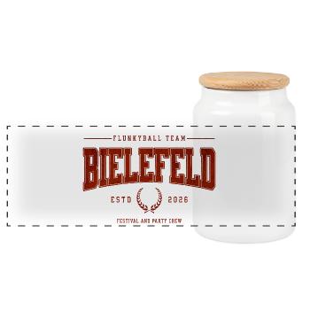 Flunkyball Professional Team Bielefeld Classic Shirt - Panoramic Cookie Jar with Wooden Lid - white - Front