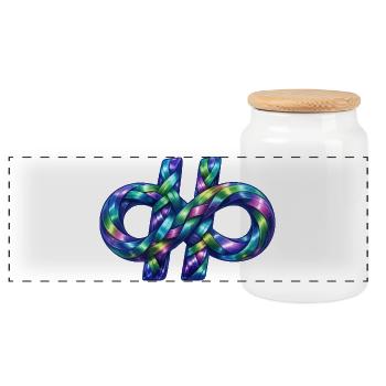 Hashtag infinite - Panorama Keksdose mit Holzdeckel - Weiß - Vorne