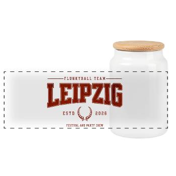Flunkyball Profi Team Leipzig Vintage Shirt - Panorama Keksdose mit Holzdeckel - Weiß - Vorne