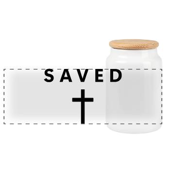 Saved minimalist, faith in Jesus, cool Chr - Panoramic Cookie Jar with Wooden Lid - white - Front