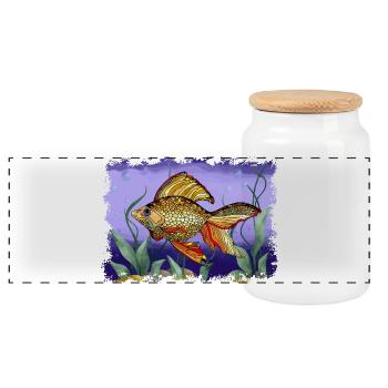 poisson - Boîte à biscuits avec couvercle en bois - blanc - Devant