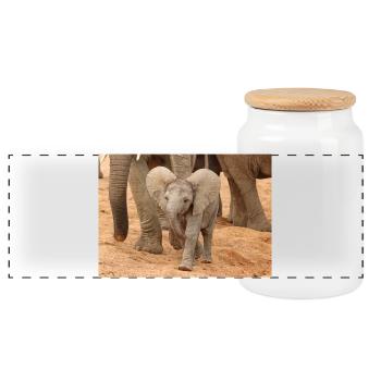 Kleines Elefantenbaby in Afrika - Panorama Keksdose mit Holzdeckel - Weiß - Vorne