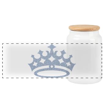 Blason de la couronne pailletée - Boîte à biscuits avec couvercle en bois - blanc - Devant