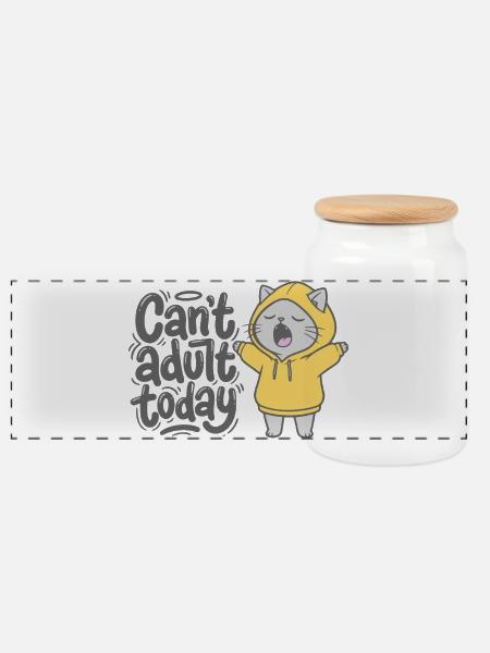 Can't adult today - Katze Hoodie - Panorama Keksdose mit Holzdeckel - Weiß