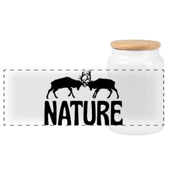 T-Shirt Kämpfende Hirsche Nature Wildnis Wald - Panorama Keksdose mit Holzdeckel - Weiß - Vorne