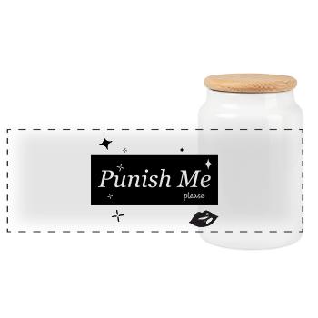 Punish Me Please Lips - Panoramic Cookie Jar with Wooden Lid - white - Front