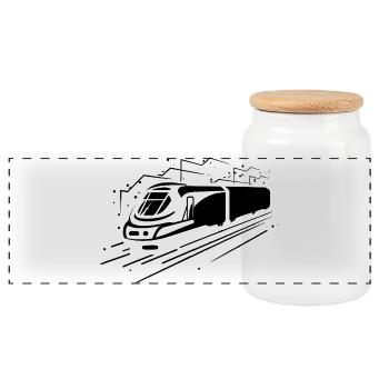 Style de bande dessinée en train - Boîte à biscuits avec couvercle en bois - blanc - Devant