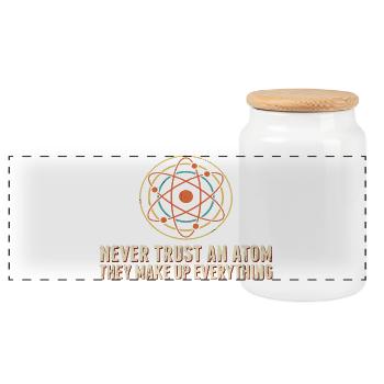 Atomwitz ne fait jamais confiance à un atome - Boîte à biscuits avec couvercle en bois - blanc - Devant