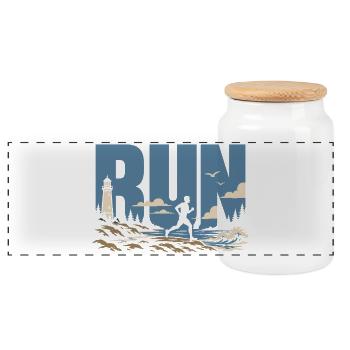 Trail running - Boîte à biscuits avec couvercle en bois - blanc - Devant