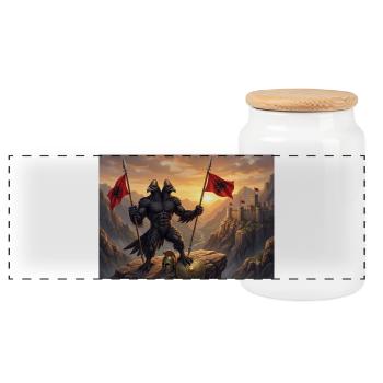 Aigle albanais - Boîte à biscuits avec couvercle en bois - blanc - Devant