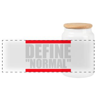 Define Normal Funny Sarcastic Definition Graphic - Panoramic Cookie Jar with Wooden Lid - white - Front