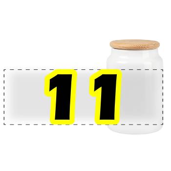 11 Number Symbol - Panoramic Cookie Jar with Wooden Lid - white - Front